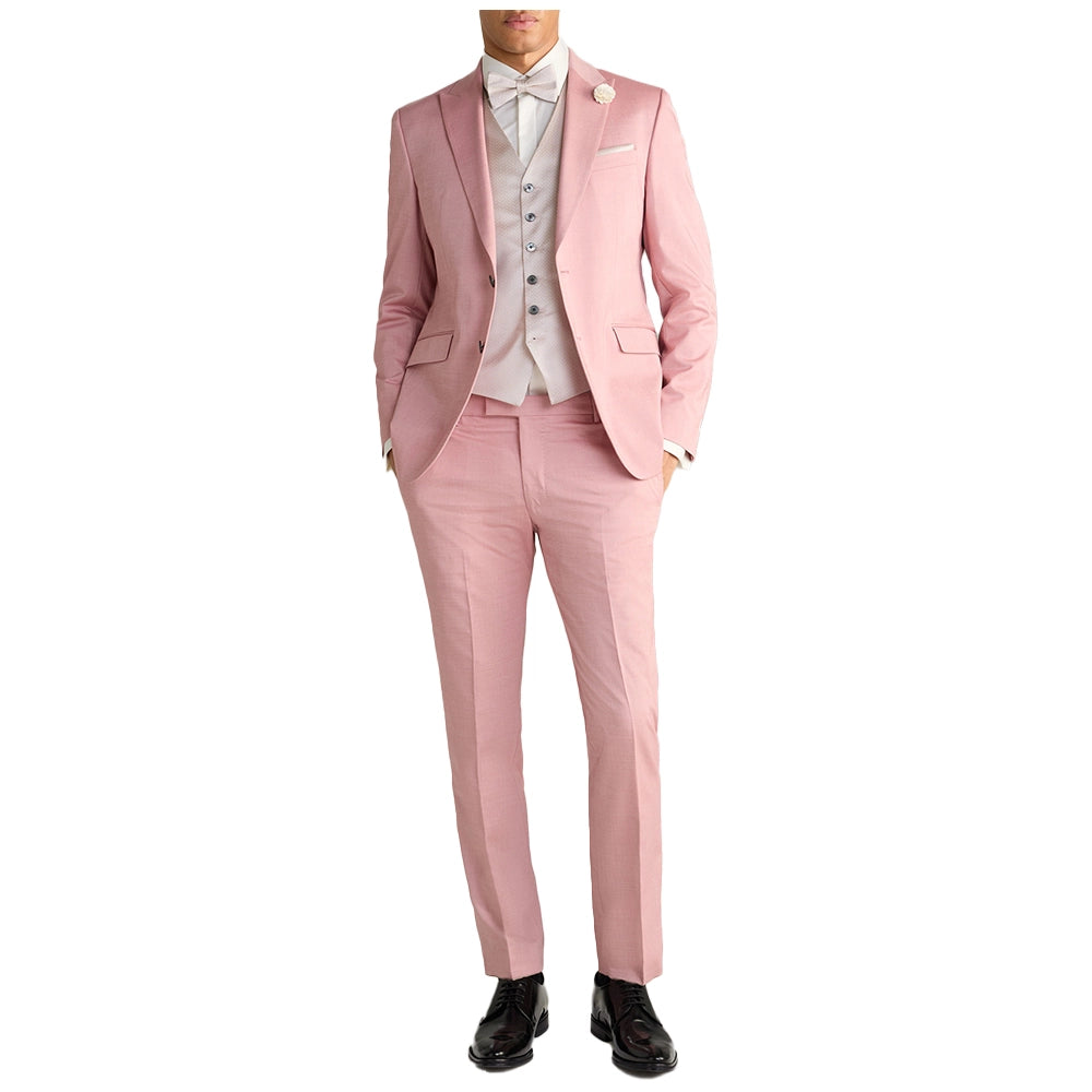 Pink Men's Wool Tailored Fit Single Breasted Two Piece Suit