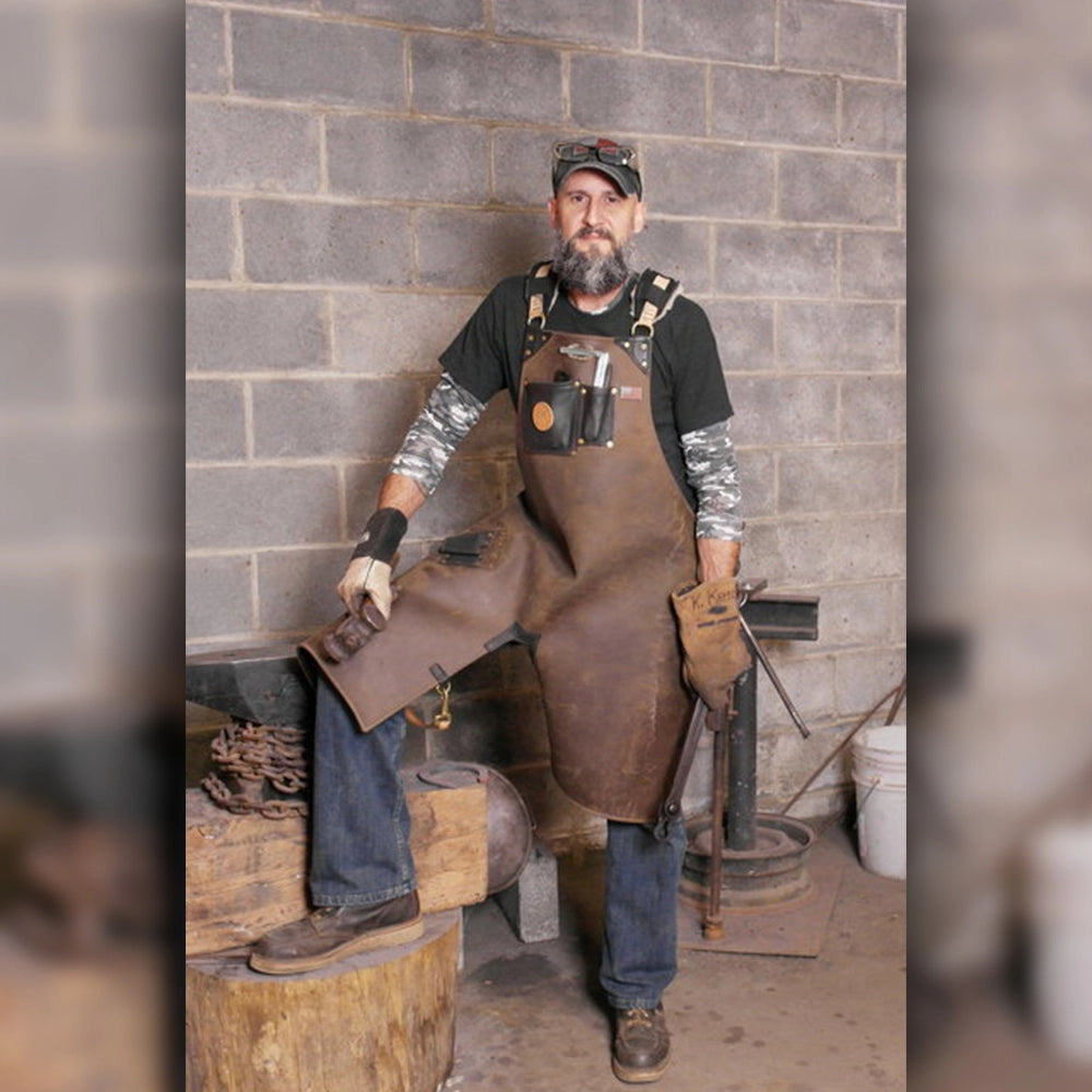 Blacksmith Leather Apron with Multiple Tool Pockets | Welders Leather Apron