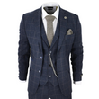 1920s Shelby Mens Navy Blue Herringbone Suit Three Piece