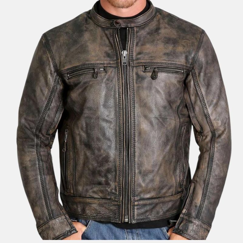 cafe brown leather jacket