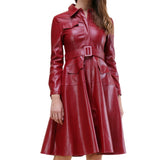 Red-Froc-style-leather-long-Dress-Jacket-For-Womens