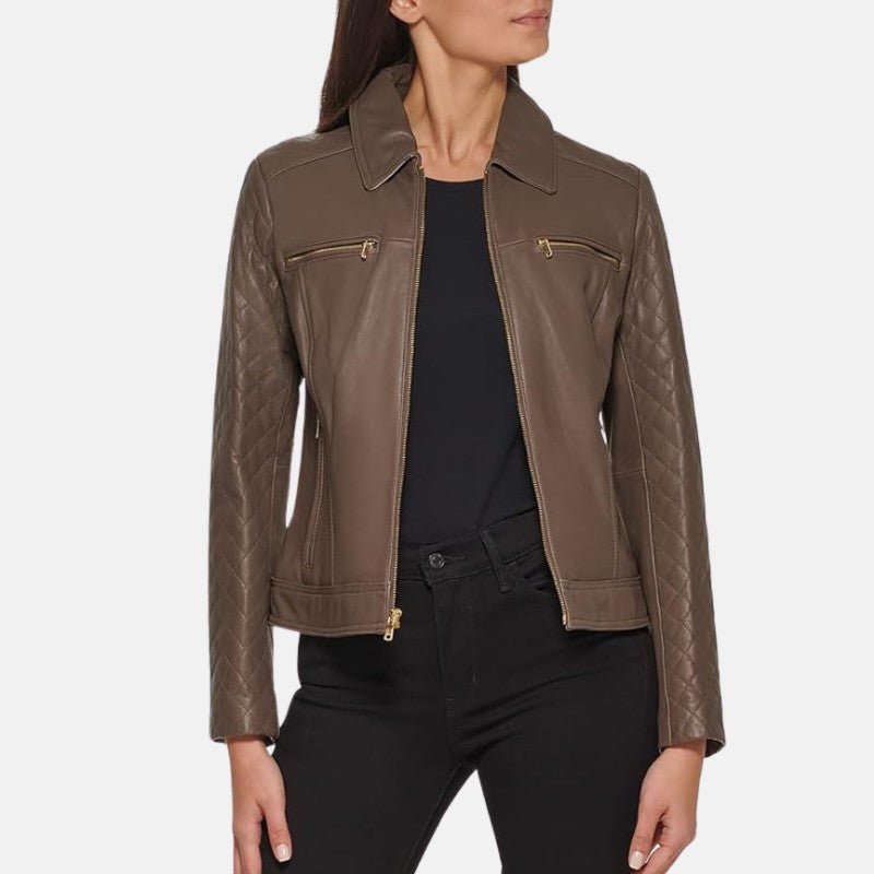 brown jacket leather womens