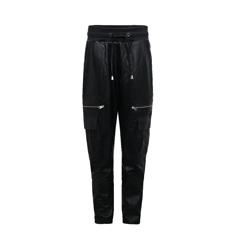 Shadow Black Cargo Leather Pants Mens