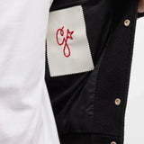 Men's Black Bomber Jacket with College Patches