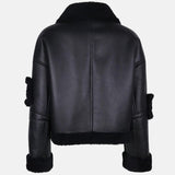 womens shearling motercycle leather jacket