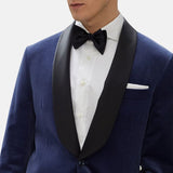 3 Piece Navy Blue Velvet Tuxedo Suit