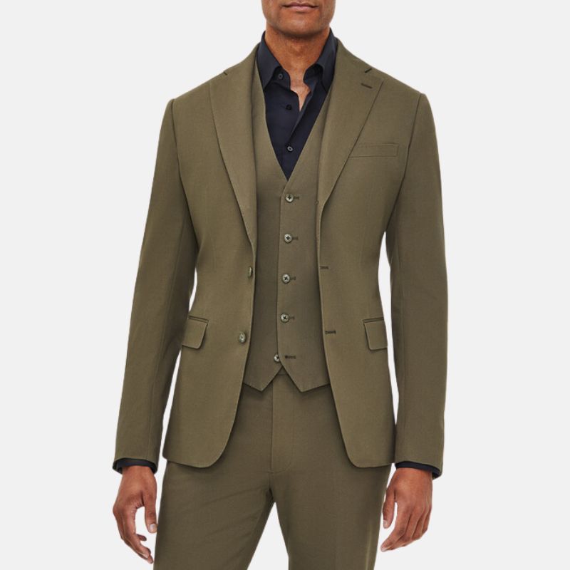 3 Piece Olive Green Mens Suit