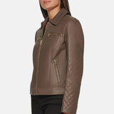 leather jacket shirt collar women