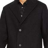 Mens Single Breasted Wool Black Overcoat