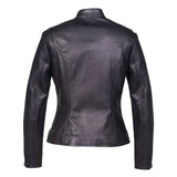 Women's Black Leather Cafe Racer Jacket