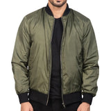 Aaron Rib Knitted Green Bomber Jacket