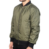 Aaron Rib Knitted Green Bomber Jacket