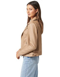 Amy Beige Slim Fit Brown Womens Leather Motorcycle Jacket