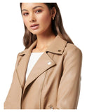 Amy Beige Slim Fit Brown Womens Leather Motorcycle Jacket