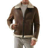 Men's Berlin Brown Shearling Bomber Leather Jacket