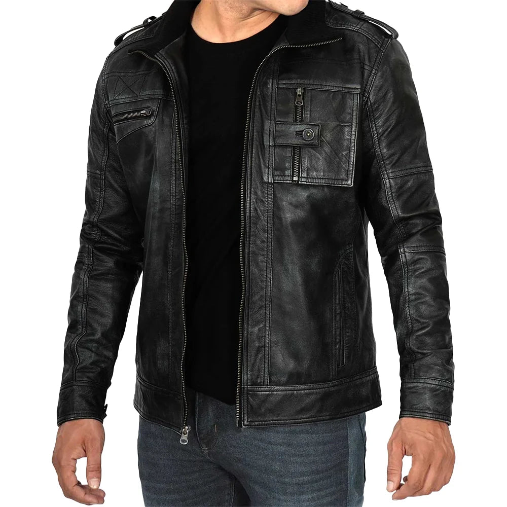 Black-Cafe-Racer-Mens-Leather-Jacket