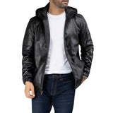 Black Mens Leather Jacket With Hood