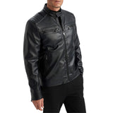 Men's Black Quilted Biker Leather Jacket