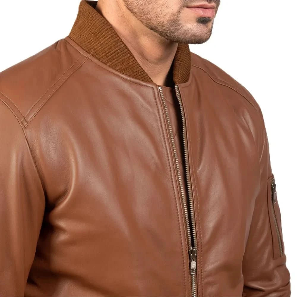 Brown-leather-bomber-jacket-for-mens