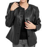 Eloise Black Leather Jacket Womens