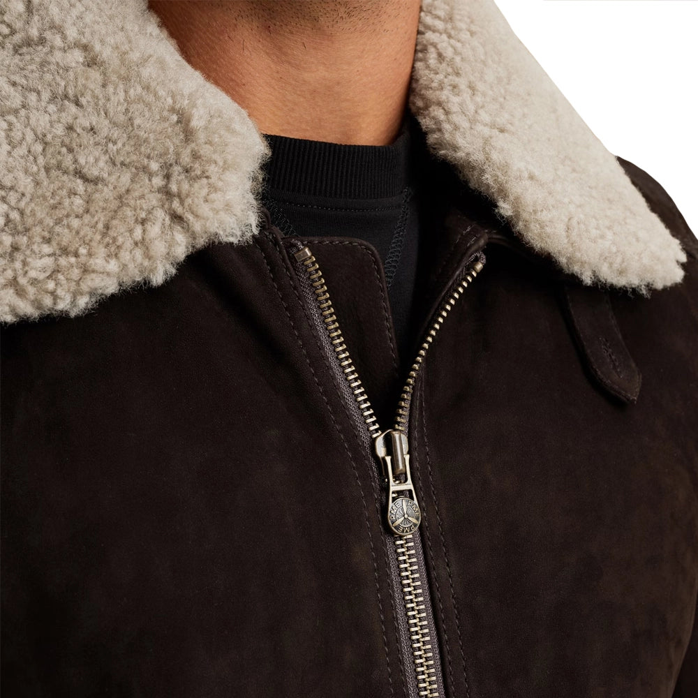 Men's Brown Shearling Sherpa Lined Leather Jacket