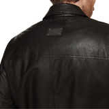 men's Black Leather Bomber Jacket