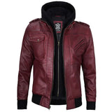 Maroon-Bomber-Leather-Jacket-With-Hood-For-Men