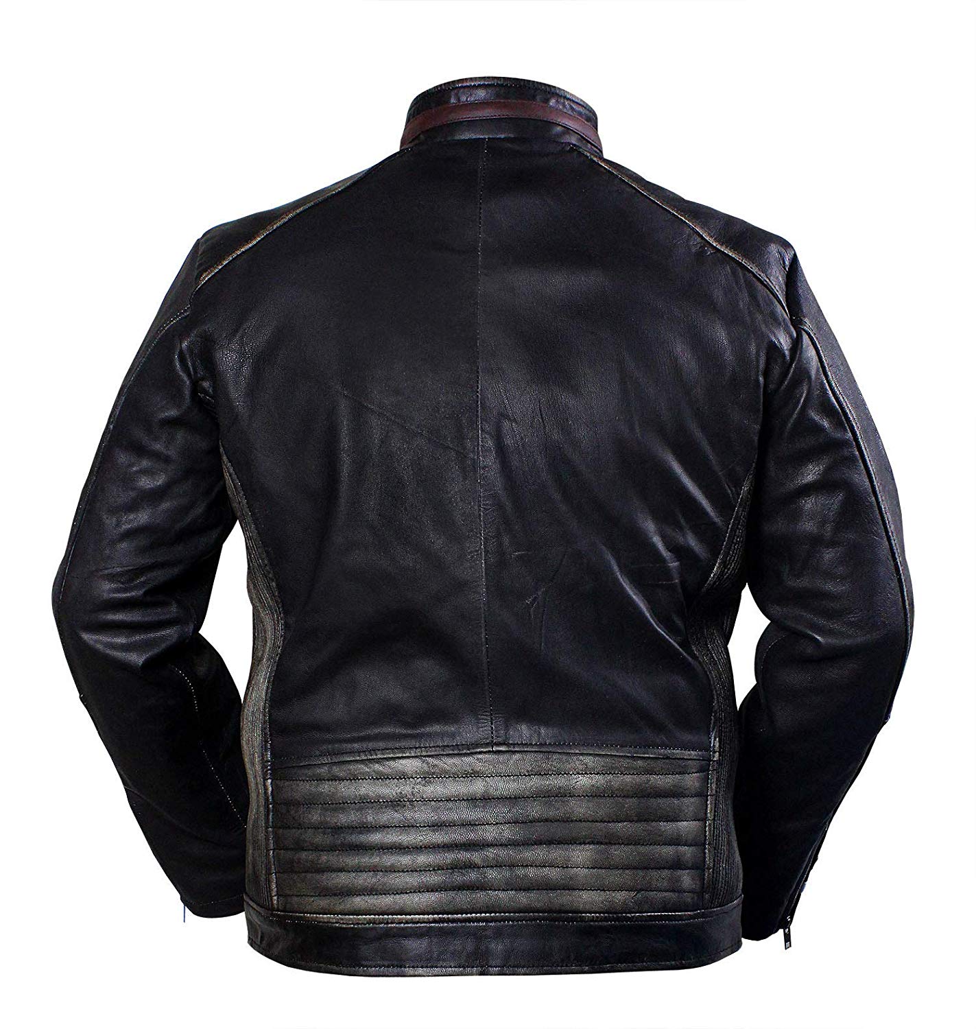 Retro 4 Distressed Black Vintage Cafe Racer Leather Jacket