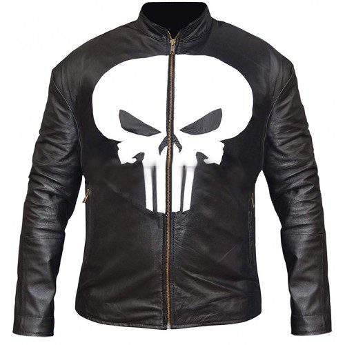 Men's Halloween Outfit For Adults Biker Skull Black Leather Jacket 