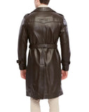 Men's Double Breasted Brown Trench Leather Coat