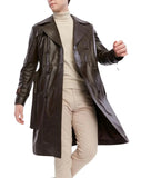 Men's Double Breasted Brown Trench Leather Coat