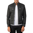 Men's Black Biker Distressed Leather Jacket (1)