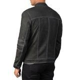 Men's Black Biker Distressed Leather Jacket