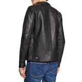 Men's Black Hooded Leather Bomber Jacket