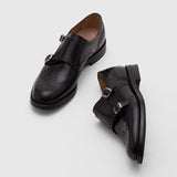 Mens-Black-Leather-Double-Monks