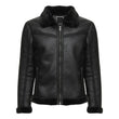 Men's Black Lightly Padded Rugged Shearling Leather Jacket