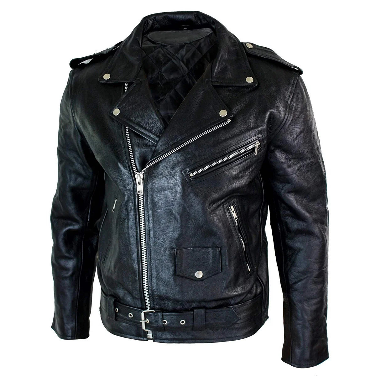 Men's Black Leather Biker Jacket