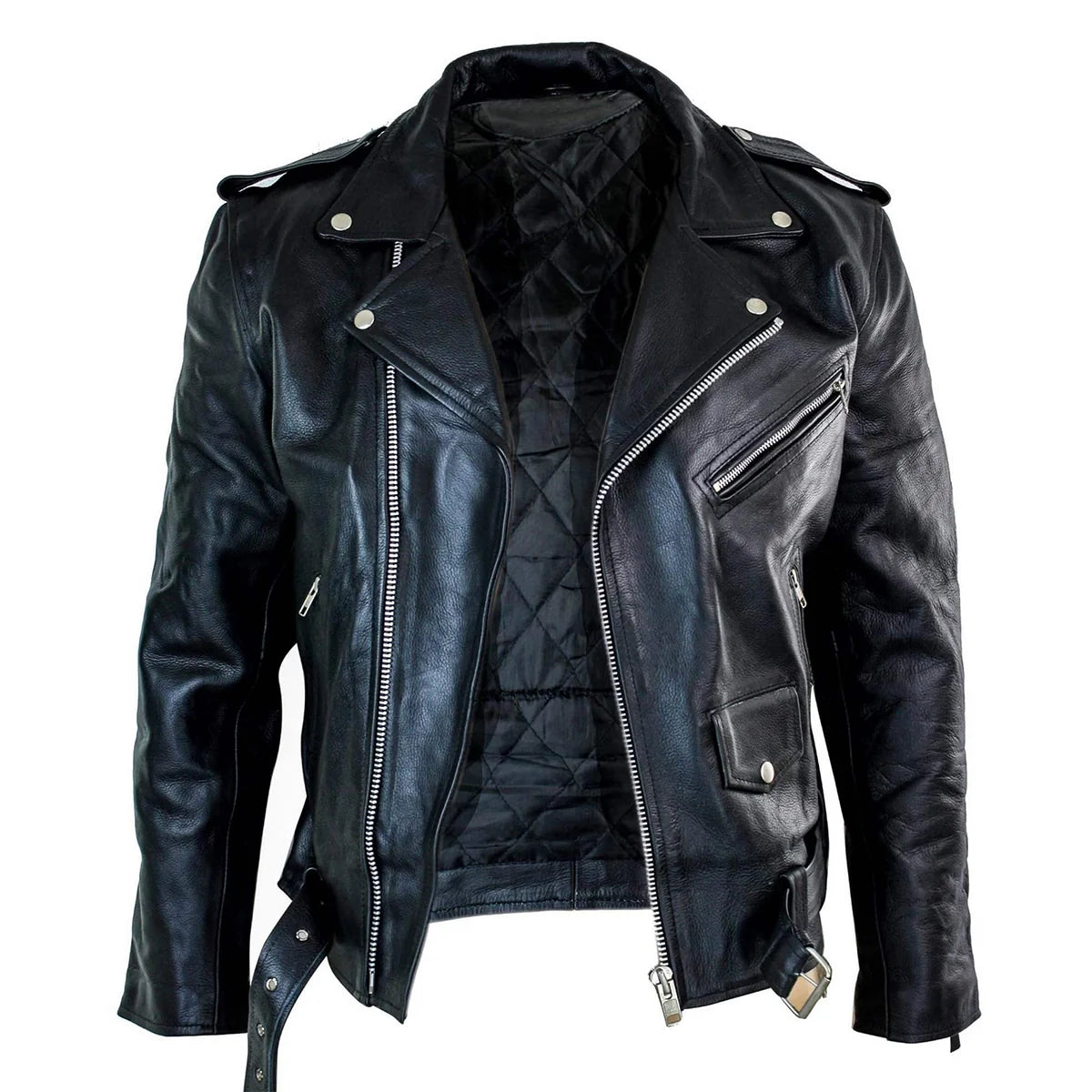 Men's Black Leather Biker Jacket