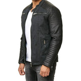 Men's Brando Distressed Cafe Racer Black Retro Motorcycle Leather Jacket