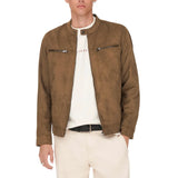 Men's Cognac Brown Suede Leather Jacket