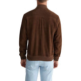 Men's Dark Brown Suede Leather Bomber Jacket