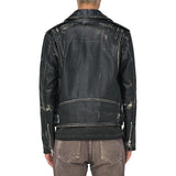 Mens Distressed Black Leather Biker Jacket