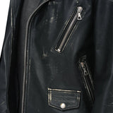 Mens Distressed Black Leather Biker Jacket