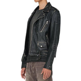 Mens Distressed Black Leather Biker Jacket