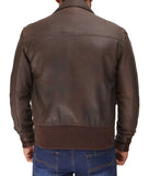 Men’s Distressed Brown Leather A2 Bomber Jacket