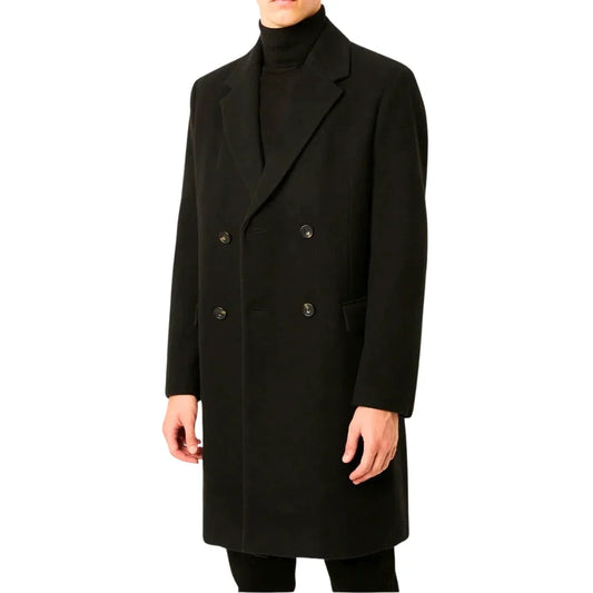 Men's Double Breasted Black Trench Coat