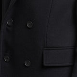 Mens Double Breasted Black Wool Overcoat