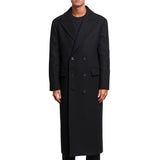 Mens Double Breasted Black Wool Overcoat