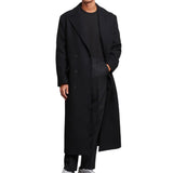 Mens Double Breasted Black Wool Overcoat