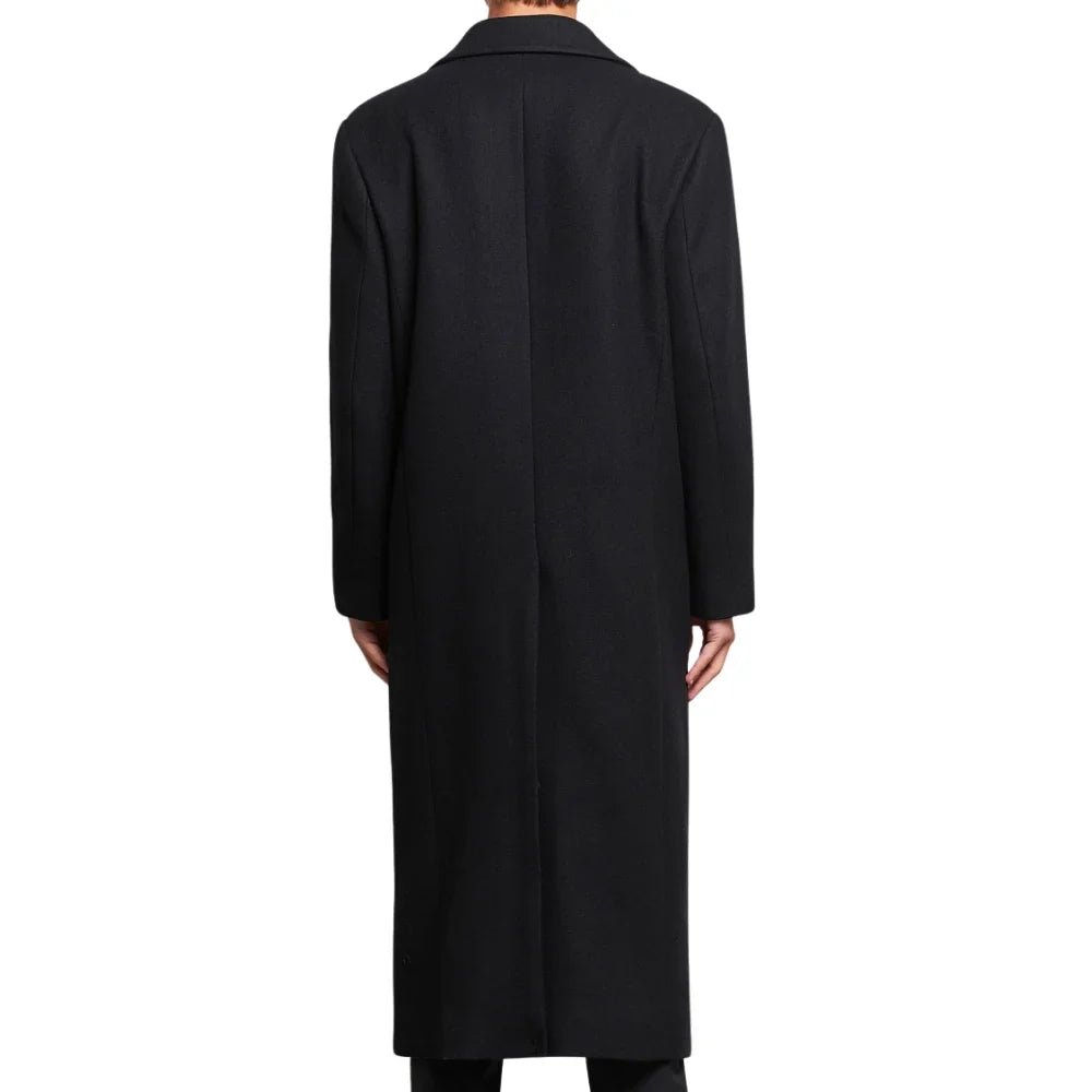 Mens Double Breasted Black Wool Overcoat (6)